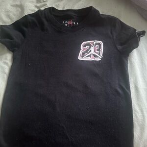 Jordan Kids Black Tee with Red and White Logo